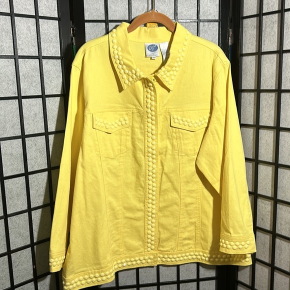 #59 Vintage Dg2 Diane Gilman Yellow Jean Jacket - Picture 1 of 5